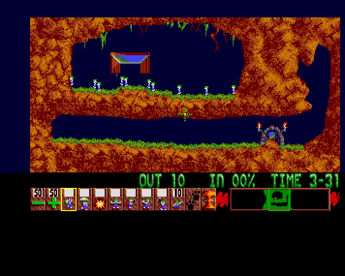 Lemmings gameplay running in CopperScreen.